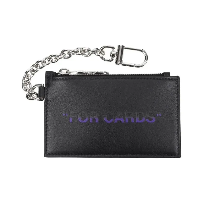 OFF WHITE Leather Coin Purse Men's Black & Purple-0