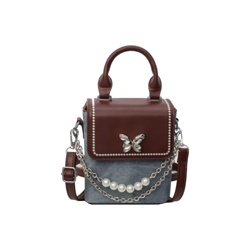 Yalu PU Handbag, Shoulder Bag, Crossbody Bag Regular Women's Dark Tea/Denim Blue/Ecru-4