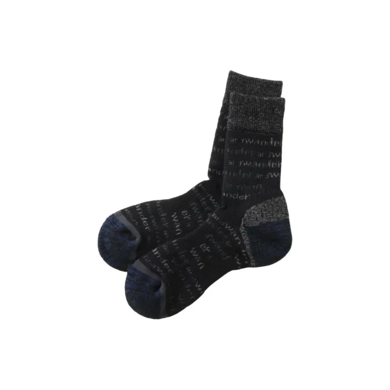 And Wander Mid-Calf Socks Unisex 1 Pack Black-0