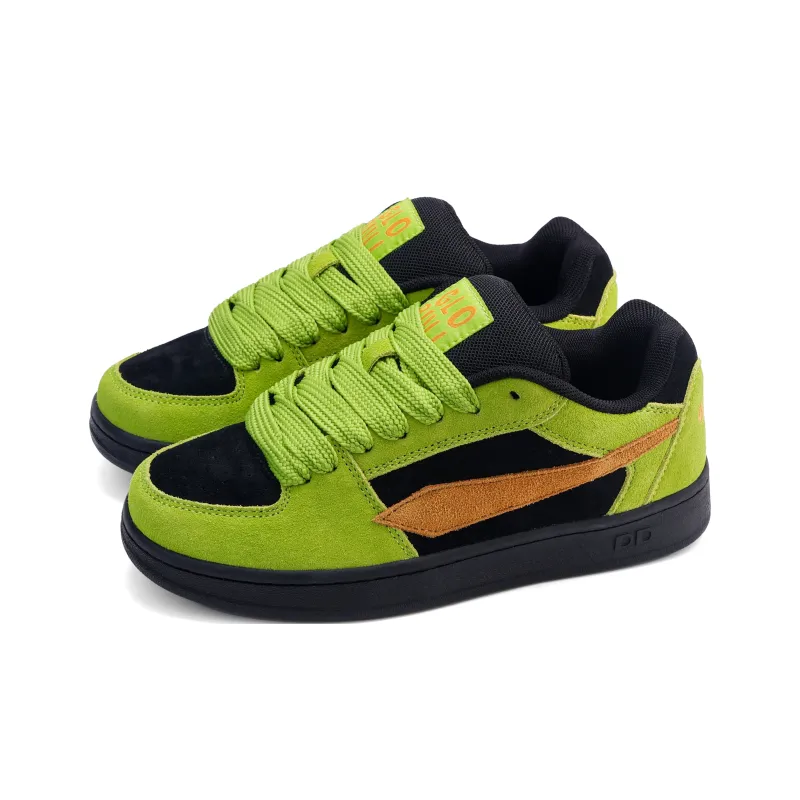 GLO BULL Skateboard Shoes Unisex Low Top Black Glow Green-3
