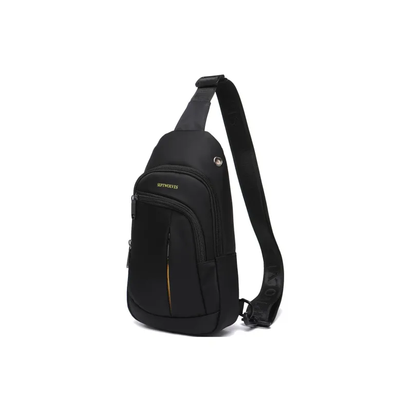 SEPTWOLVES Fabric Sling Bag Men's Black-1