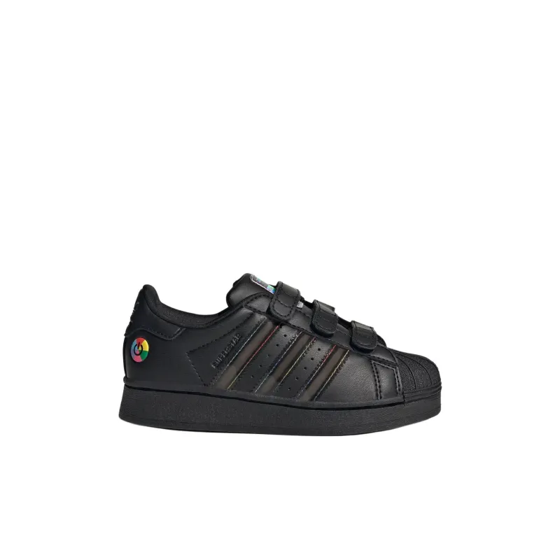 Adidas Originals SUPERSTAR Anti Slip Wear Resistant Low Top Kids' Skateboarding Shoes Black Kids'-1