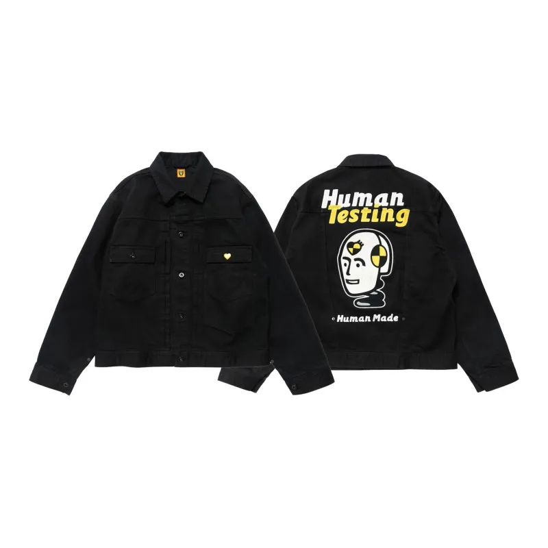 HUMAN MADE X Asap Rocky Human Testing Denim Jacket Black - Cheap 