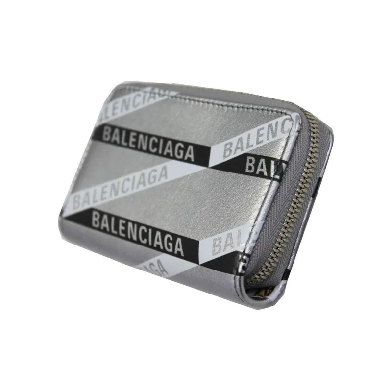 Balenciaga Leather Wallet Unisex Silver-2