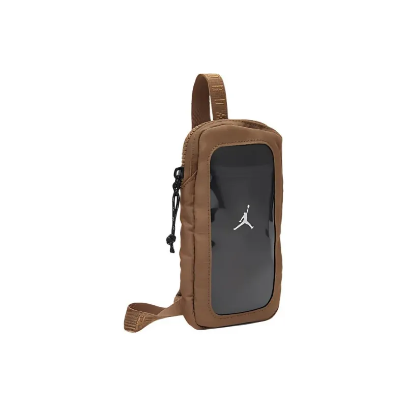 Jordan Polyester One Shoulder Crossbody Cell Phone Pouch Regular Unisex Ancient Brown & Black & White-1