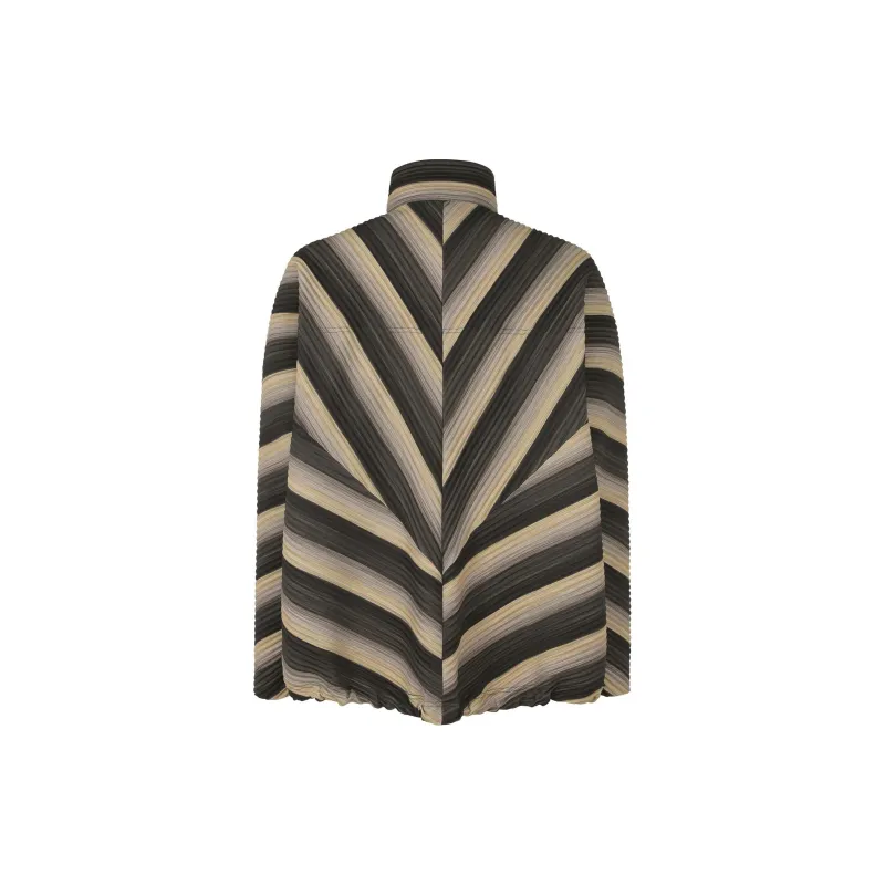Homme Plissé Issey Miyake Striped Button Up Pleated Jacket-1