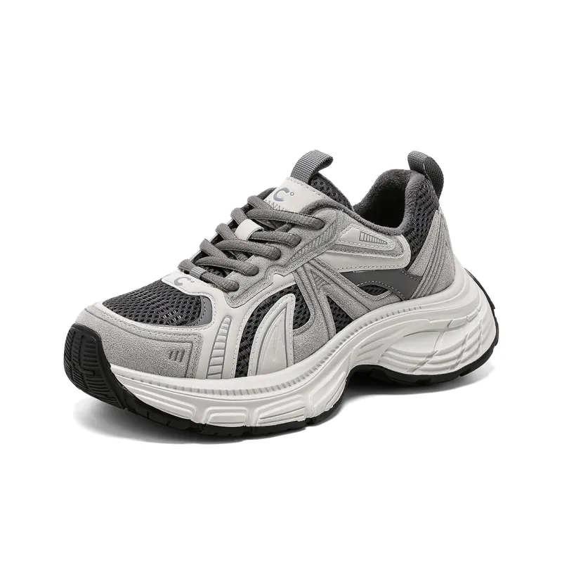 C°BANNER Durable Warm Low Top Chunky Sneakers Women's Gray-1