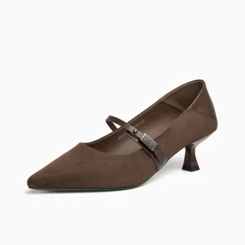 GEMEIQ Flared Heel High Heels Women's Brown