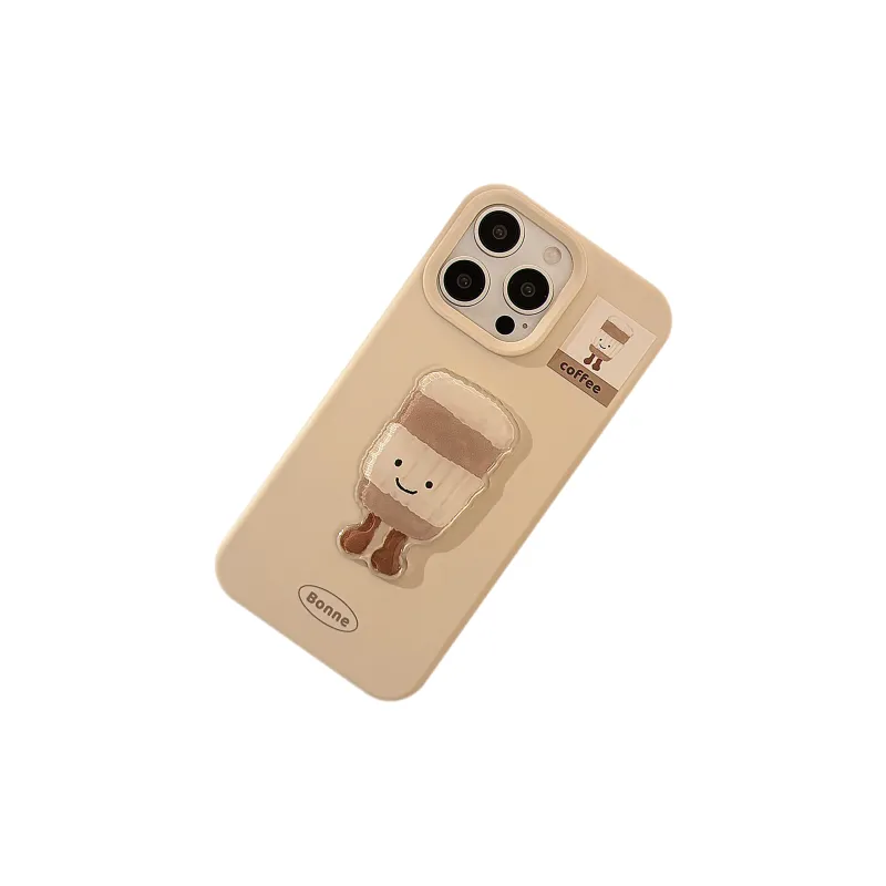 MULEUG TPU Material 3D Effect Air Cushion French Fries Coffee Phone Cases Compatible With IPhone 12/13/14/15/16/PRO/MAX-2