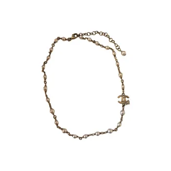 CHANEL Metal Necklaces Women's Gold/White