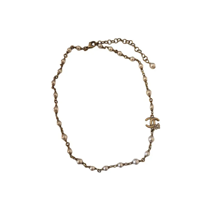 CHANEL Metal Necklaces Women's Gold/White-0