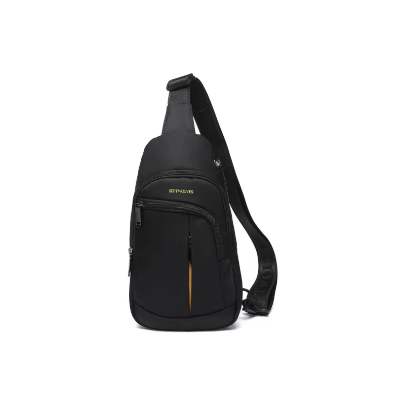 SEPTWOLVES Fabric Sling Bag Men's Black-0