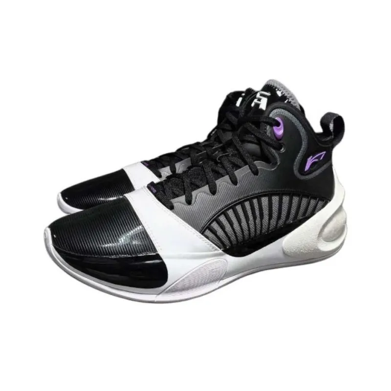 LiNing YuShuai 17 Anti Slip And Wear Resistant Coverage Mid Top Basketball Shoes Men's Black White-2