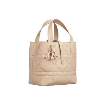 DIOR Toujours Cow Leather Basket Bag, Shoulder Bag, Crossbody Bag, Handbag Small Size Women's Rouge Beige