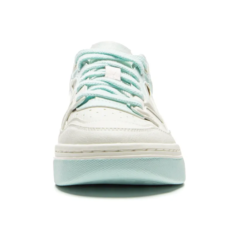 LiNing Moon White 2.0 Slip Resistant Cushioning Wear Resistant Low Top Skateboard Shoes Women's White Blue-4