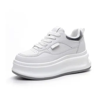 MABEL&CO Height Increasing Anti Slip And Wear Resistant Low Top Skateboard Shoes Women's Silver