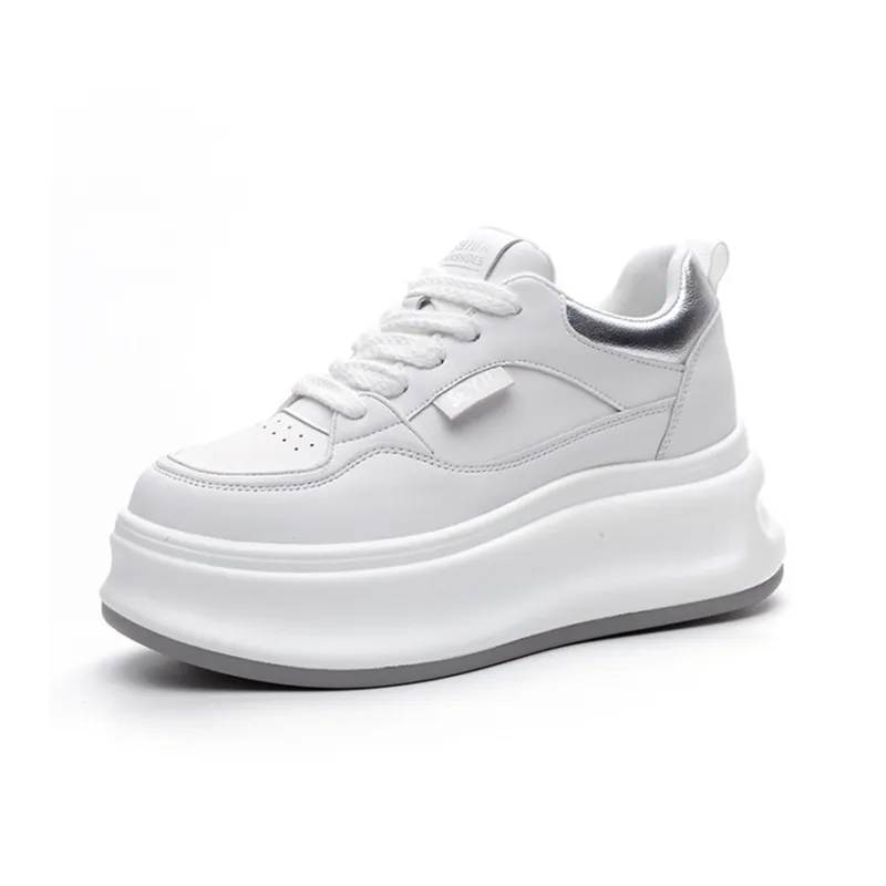 MABEL&CO Height Increasing Anti Slip And Wear Resistant Low Top Skateboard Shoes Women's Silver-0