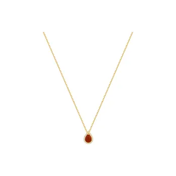 ERYU S925 Silver Necklaces Women's Red Gold