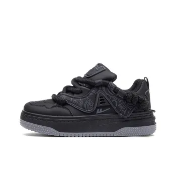 Warrior Warm Wear Resistant And Balanced Low Top Skateboard Shoes Unisex Black Gray