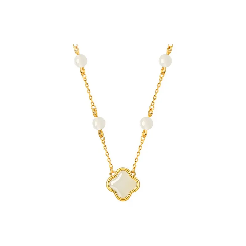 Gold Of China Necklaces Pale Greenish White Jade Unisex-0