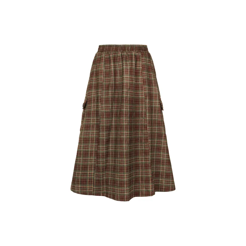 Saotome Casual Long Skirts Women's Red Plaid-1