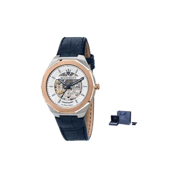 Maserati Wrist Watch Automatic Mechanical Movement Genuine Leather Strap Cut Out Dial Men's Watches