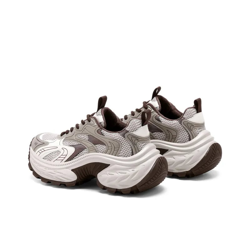 C°BANNER Anti Slip And Wear Resistant Height Increasing Low Top Chunky Sneakers Women's Gray Zongzi-4