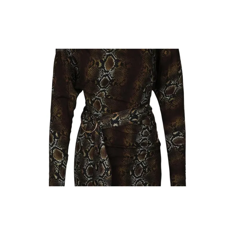 VERSACE Snake Printed Long Sleeve Dress 'Multicolor'-4