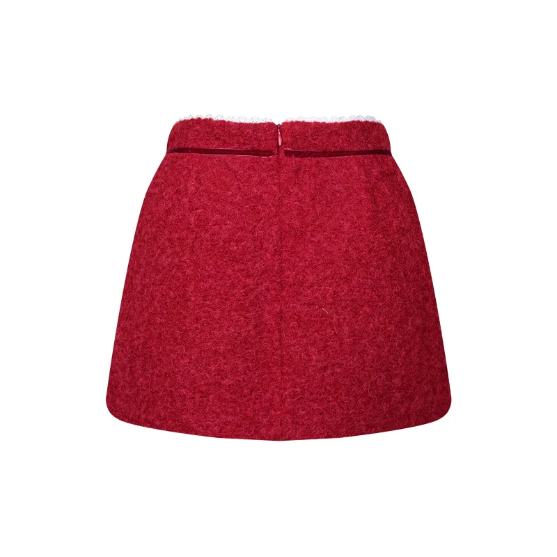 NTOT Casual Short Skirts Women's Red-1