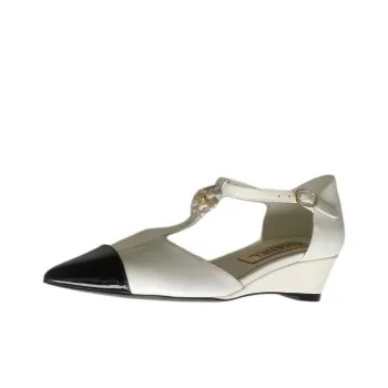CHANEL Wedge Heel High Heels Women's White
