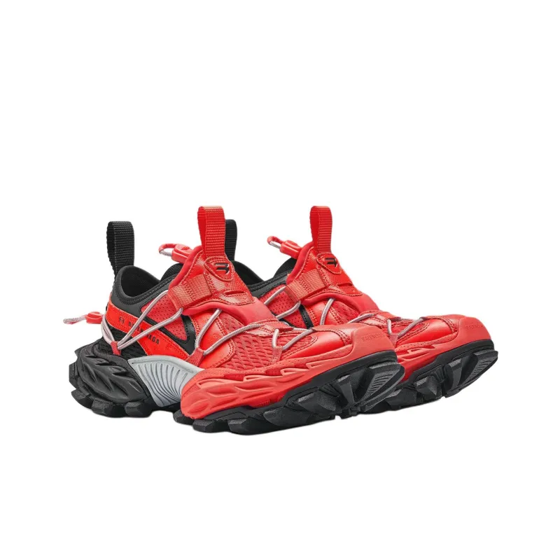 Balenciaga Hike Low-Top Chunky Sneakers Men's Red Black-2