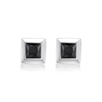 KADER 925 Sterling Silver Stud Earrings Unisex Black White Bestie