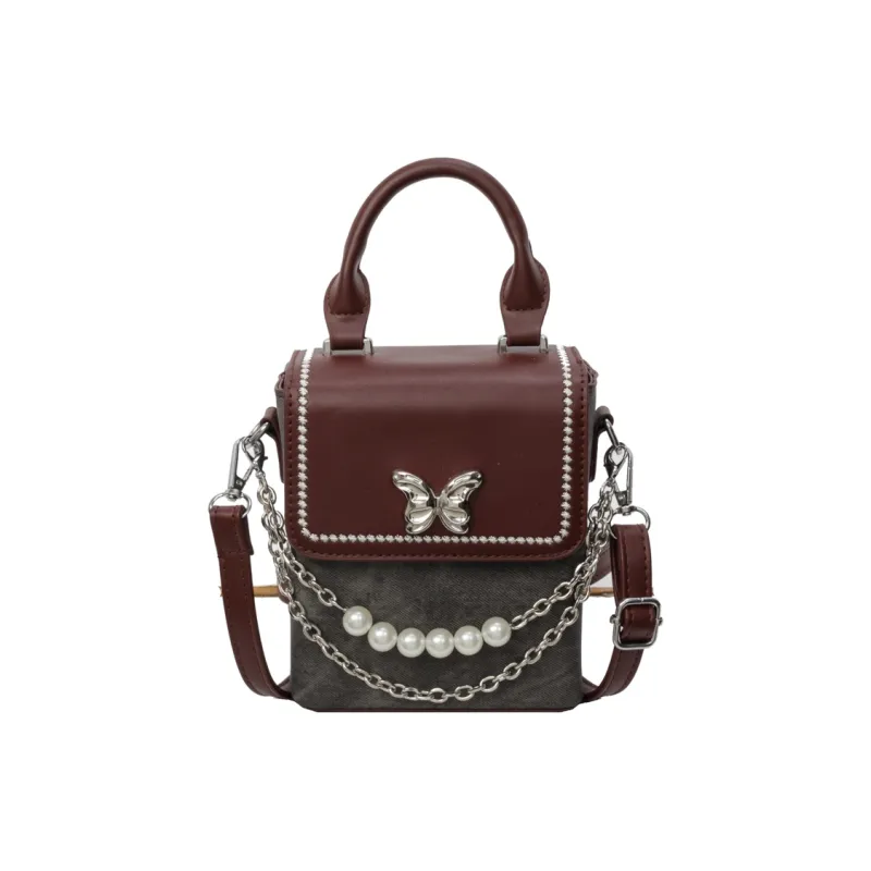 Yalu PU Handbag, Shoulder Bag, Crossbody Bag Regular Women's Dark Tea/Denim Blue/Ecru-1