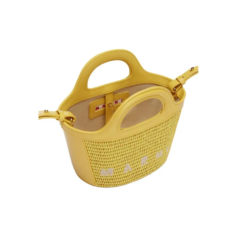 MARNI TROPICALIA Fabric One Shoulder Handbag Small Size Women's Yellow-2