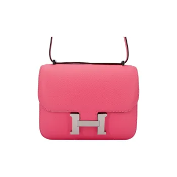 HERMES Constance Epsom Leather Shoulder Bag Crossbody Bag Mini Women's 8W Rose Azalea New Lip Balm Powder