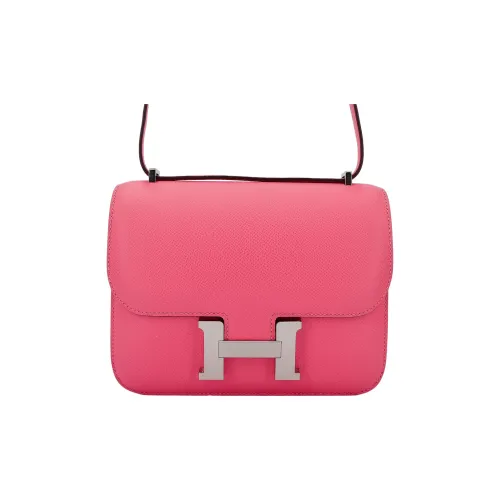 HERMES Constance Epsom Leather Shoulder Bag Crossbody Bag Mini Women's 8W Rose Azalea New Lip Balm Powder