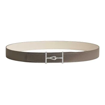 HERMES Calfskin Leather Belts Men's Light Brown Width: 3.2CM