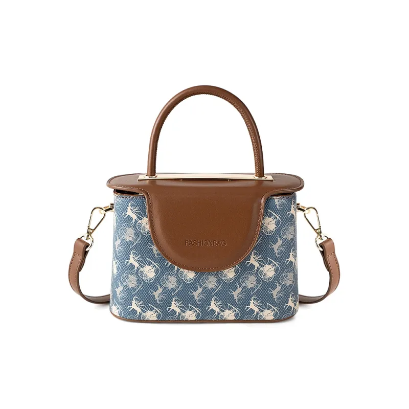 Vigno Synthetic Leather Handbag, One Shoulder, Crossbody Bag Regular Women's Coffee & Blue-1
