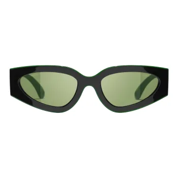 CHANEL Organic Acetate Fiber Irregular Shape Sunglasses Men's Green