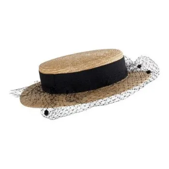BRONTE Straw Woven Top Hats Women's Black