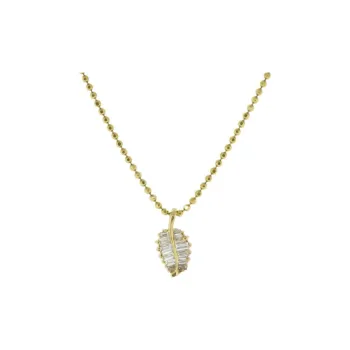 Anita Ko Beaded Chain Palm Leaf Necklace