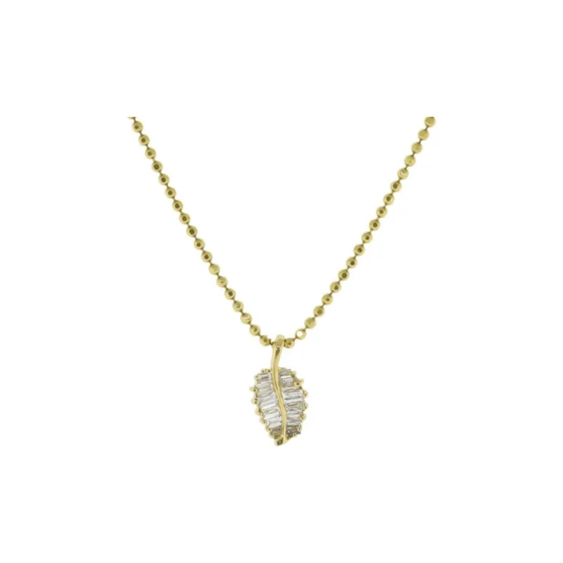 Anita Ko Beaded Chain Palm Leaf Necklace-0