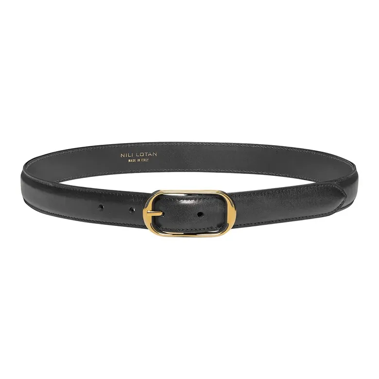 NILI LOTAN Leather Leather Belts Women's Black Width: 2.5CM-0