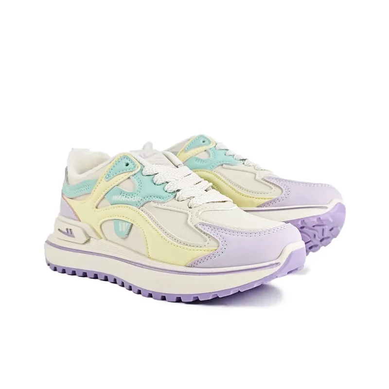Warrior Lightweight Wear-Resistant And Warm Low-Top Casual Shoes Women's Beige Purple-2