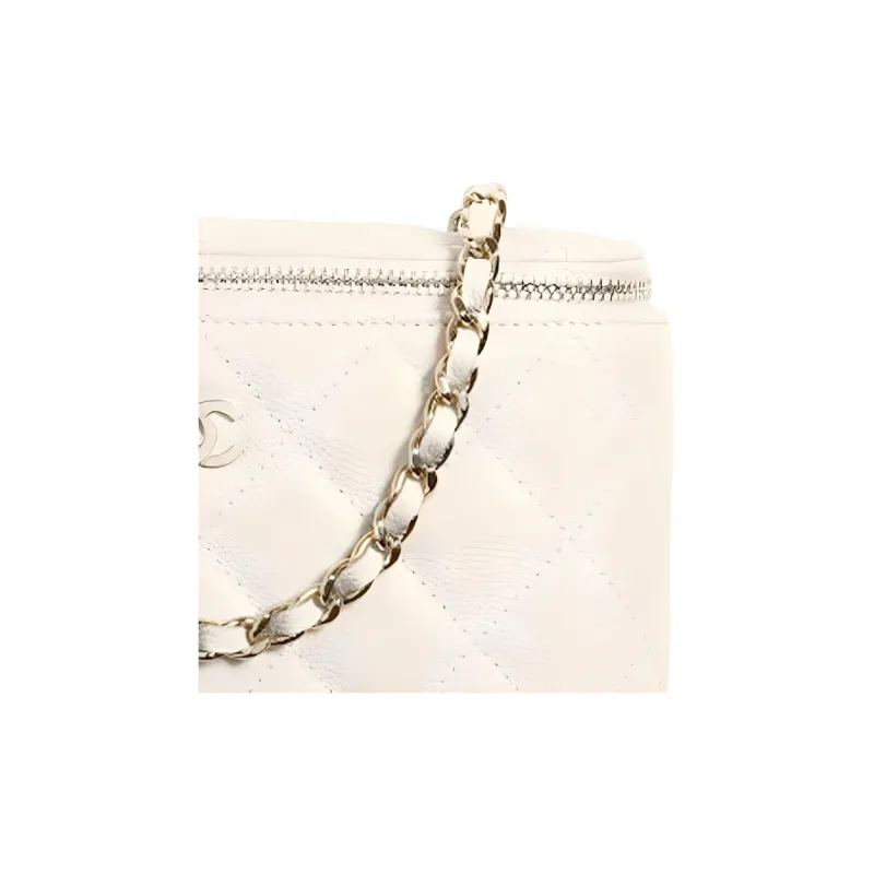 CHANEL Grain Calfskin Box Bag, Shoulder Bag, Crossbody Bag Women's White-2