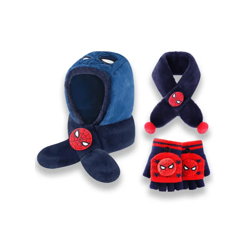 Disney Marvel Series Polyester Hoods & Plush Hats 2024 Model Kids' Navy Blue Blue Black-6