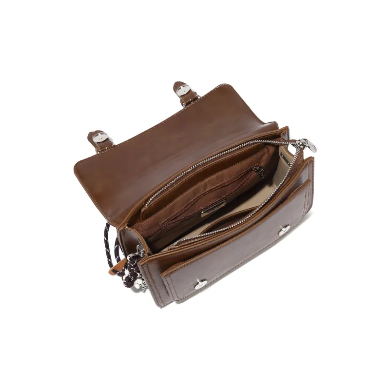 Disney Mickey Series PU Textile Versatile Shoulder Bag Crossbody Bag Handbag Pendant Medium Size Women's Brown-2