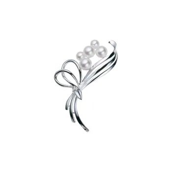 MIKIMOTO Pearl Brooches Unisex Silver