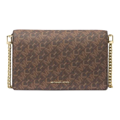 MICHAEL KORS Jet Set Coated Canvas Shoulder Bag Crossbody Bag Medium Size Women's Brown