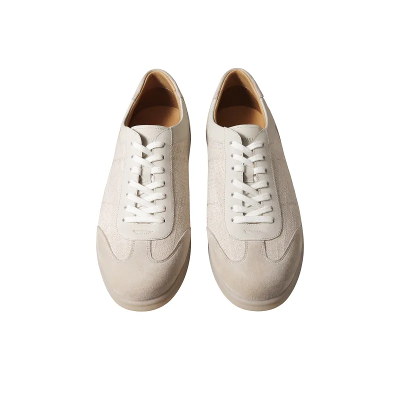 THOM WILLS Vintage Versatile Suede German Army Trainers Casual Shoes Unisex Oat & Gray-2